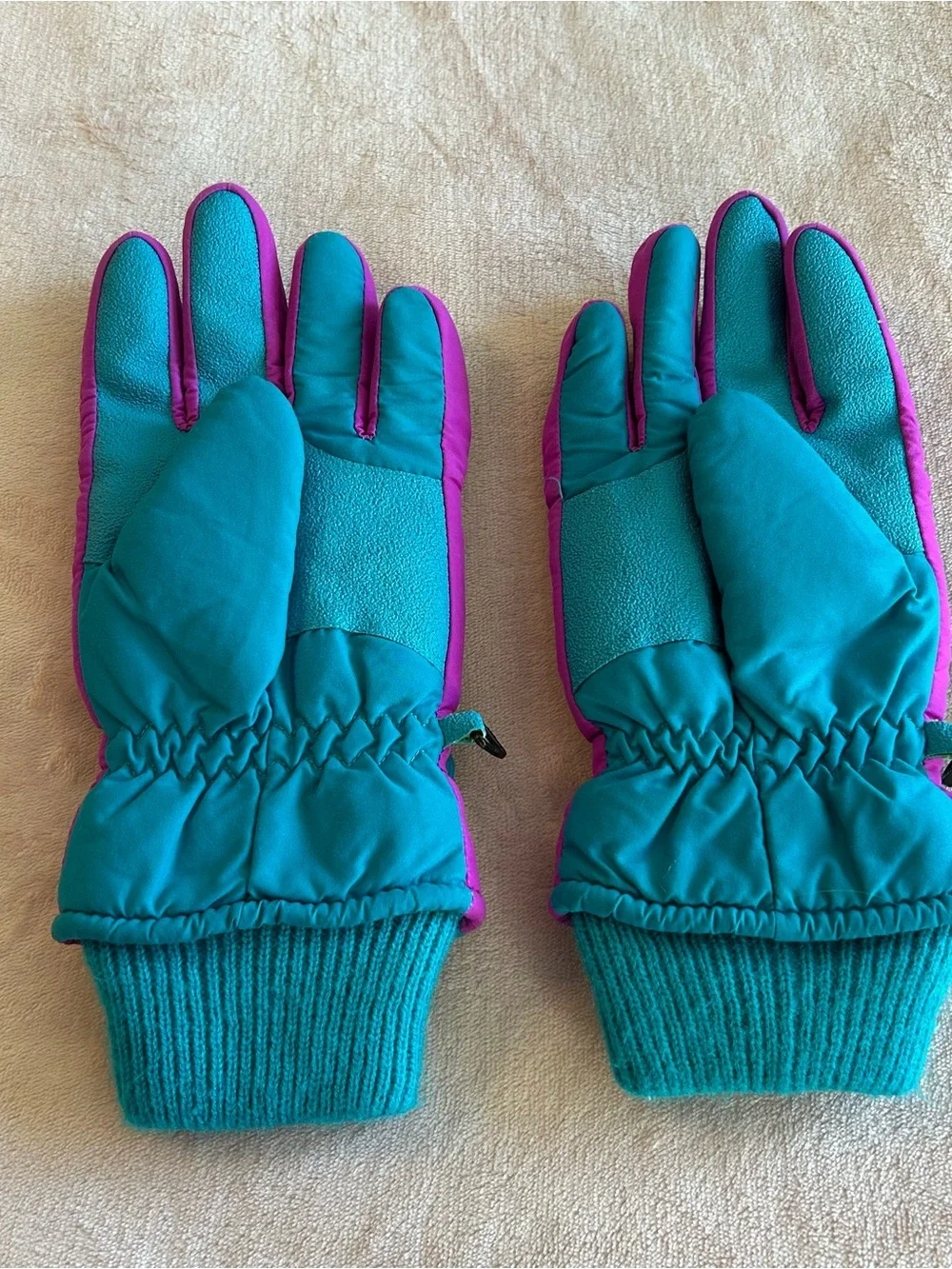 Thinsulate vintage 80s 90s insulated ski gloves teal and purple women’s M